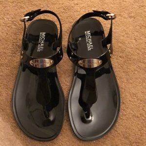 NIB Michael Kors MK Plate Jelly Sandals, Black